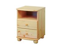 Claudia éjjeliszekrény 2 fiókos, polcos, Kategória:Fenyő komódok, Szélesség:45cm Hosszúság:40cm Magasság:60cm