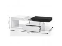 Dohányzó asztal, fehér fény/fekete fa, MELIDA, Kategória:Dohányzóasztalok, Szélesség:cm Hosszúság:cm Magasság:cm