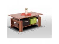 Dohányzóasztal, világos dió + fém (ezüst), ROKO, Kategória:Dohányzóasztalok, Szélesség:cm Hosszúság:cm Magasság:cm