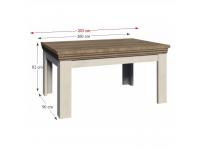 Meghosszabbítható étkezőasztal, északi erdei fenyő/tölgyfa, ROYAL ST, Kategória:Étkező asztalok, Szélesség:cm Hosszúság:cm Magasság:cm