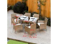 GARDEN 6+1 részes rattanszett GARDEN 6+1 részes rattanszett, Kategória:Étkező garnitúrák, Szélesség:cm Hosszúság:cm Magasság:cm