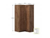 Sarokszekrény akasztó polcokkal, bal oldali kivitel, lefkas tölgyfa, TEDY T25 TÍPUS, Kategória:Szekrények, Szélesség:cm Hosszúság:cm Magasság:cm
