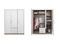 Smart II - 3 ajtós 2 fiókos gardrób tükör nélkül, Kategória:Szekrények, Szélesség:150cm Hosszúság:56cm Magasság:190cm