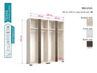 TEXAS gardrób, Kategória:Szekrények, Szélesség:cm Hosszúság:cm Magasság:cm