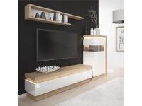 tv asztal 01,dtd laminált,tölgy riviéra/hg fehér,leonardo, Kategória:TV komódok, Szélesség:cm Hosszúság:cm Magasság:cm