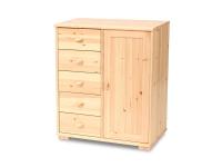 Vanessa 5 kis fiókos, 1 ajtós komód, Kategória:Fenyő komódok, Szélesség:80cm Hosszúság:41cm Magasság:93cm