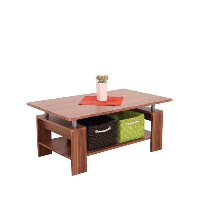 Dohányzóasztal, világos dió + fém (ezüst), ROKO, Kategória:Dohányzóasztalok, Szélesség:cm Hosszúság:cm Magasság:cm