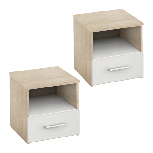 Éjjeliszekrény 2db, sonoma tölgyfa/fehér, GABRIELA Éjjeliszekrény 2db, sonoma tölgyfa/fehér, GABRIELA, Kategória:Komódok, Szélesség:cm Hosszúság:cm Magasság:cm