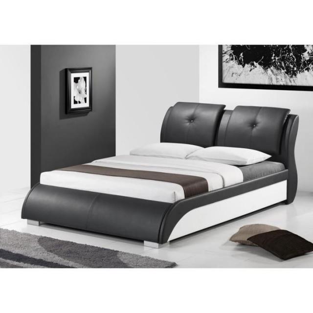 Luxus modern ágy lécezett ráccsal, fekete + fehér ekobőr, 160x200, TORENZO Luxus modern ágy lécezett ráccsal, fekete + fehér ekobőr, 160x200, TORENZO, Kategória:Ágyak, Szélesség:cm Hosszúság:cm Magasság:cm